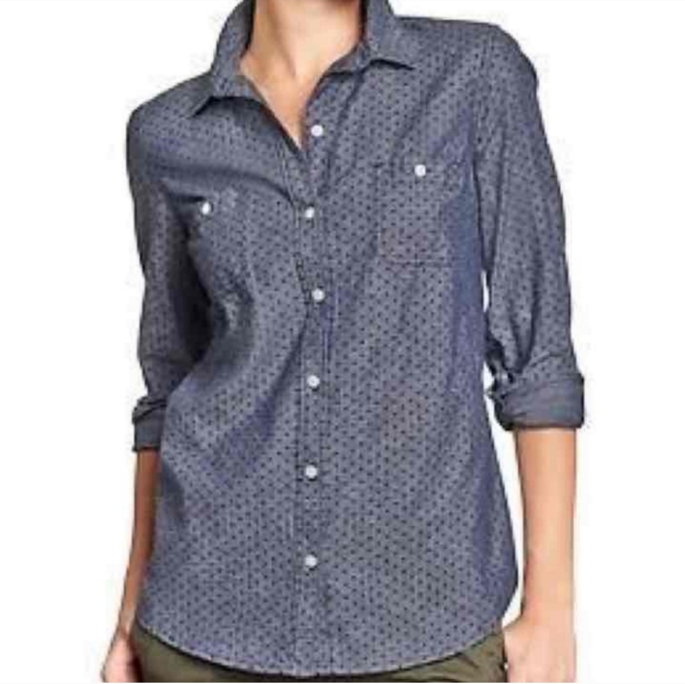 OLD NAVY Polka-dot Chambray Shirt